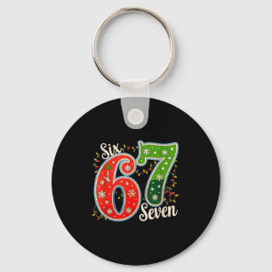 Number 67 Funny Six Seven 6 7 Meme Christmas Light Keychain