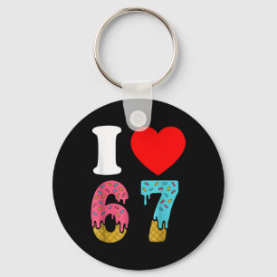 Number 67 I Love Six Seven Clic 6 7 67 Meme Couple Keychain