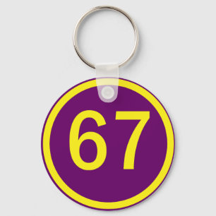 Number, 67, in a circle keychain
