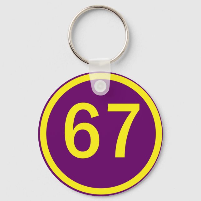 Number, 67, in a circle keychain (Front)