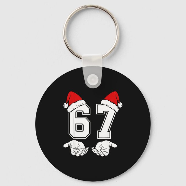 Number 67 Matching Six Seven 6 7 Meme 6 7 Christma Keychain (Front)
