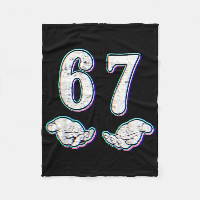 Number 67 Matching Six Seven 6 7 Meme 6-7 Hallowee Fleece Blanket (Front)