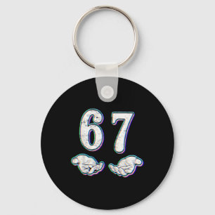 Number 67 Matching Six Seven 6 7 Meme 6-7 Hallowee Keychain