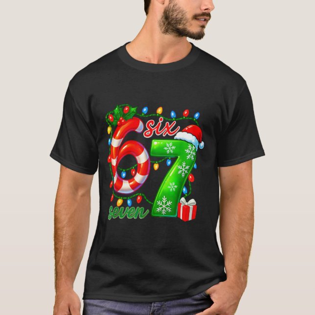 Number 67 Meme Retro Santa 6 7 Holiday Six Seven C T-Shirt (Front)