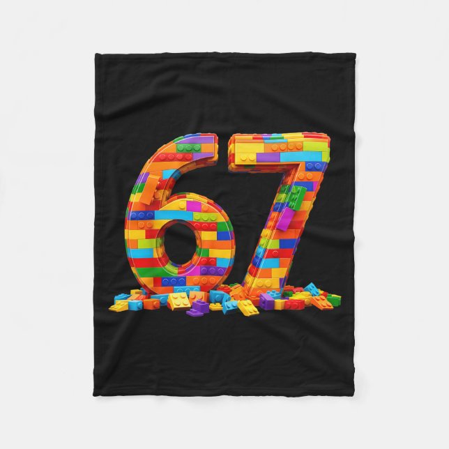 Number 67 Meme Six Seven 6 7 Building Blocks Gen A Fleece Blanket (Front)