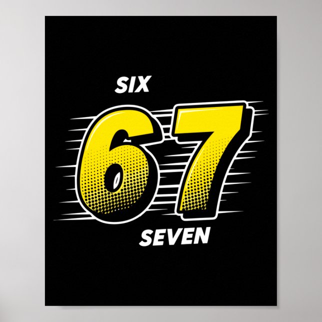Number 67 Six And Seven P Art Comic Style Yellow M Poster (Front)