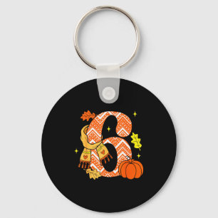 Number 6 67 Fall Autumn Pumpkin Meme Funny Six Sev Keychain