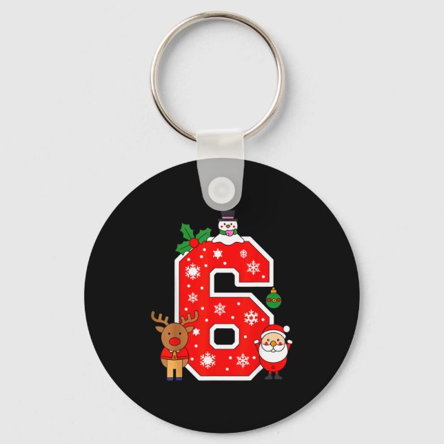 Number 6 67 Meme Couple Pajamas Christmas Matching Keychain (Front)
