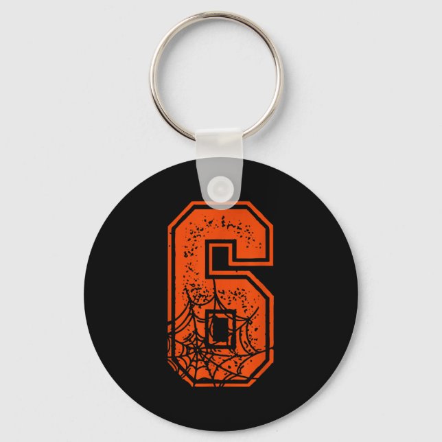 Number 6 67 Meme Halloween Pumpkin Costume Matchin Keychain (Front)