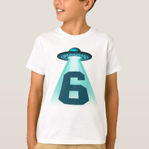 Number 6 Abduction UFO Alien Theme 6 Year Old Kids T-Shirt