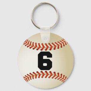 Number 6 Baseball Keychain