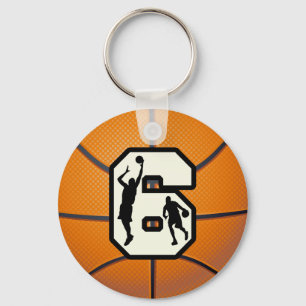 Number 6 Basketball and Players Keychain