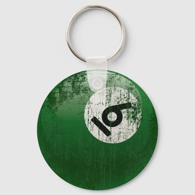 NUMBER 6 BILLIARDS BALL - ERODED STYLE KEYCHAIN (Front)