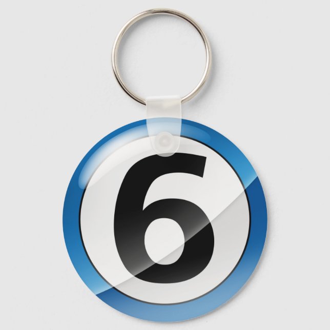 Number 6 Blue Key Chain (Front)