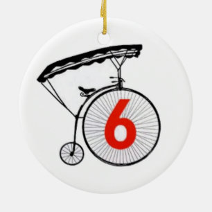 Number 6 ceramic ornament