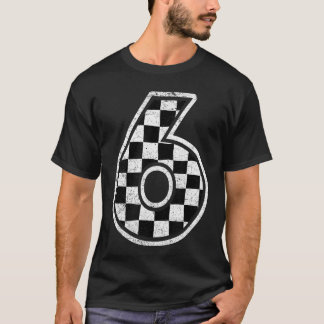Number 6 Checkered Flag Pit Crew Race 6th Birthday T-Shirt
