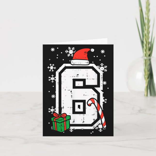 Number 6 Christmas 6 7 Xmas Matching 67 Meme Men W Card (Front)