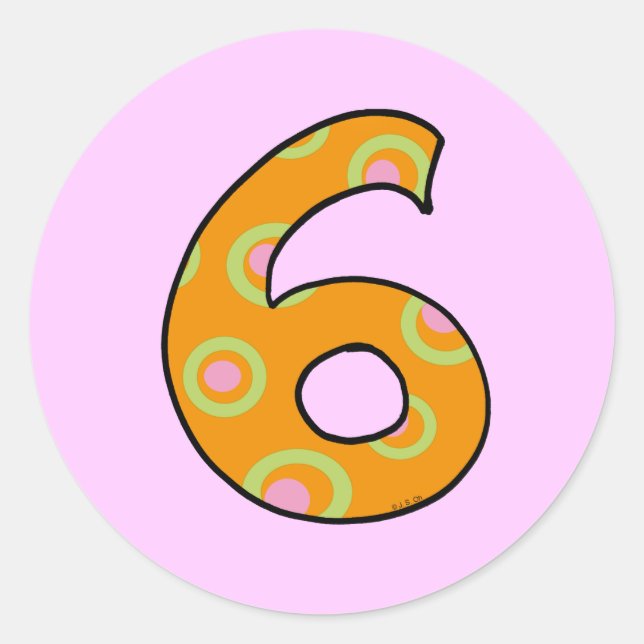 Number 6 classic round sticker (Front)