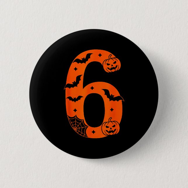 Number 6 Funny Six Seven Meme Halloween  2 Inch Round Button (Front)