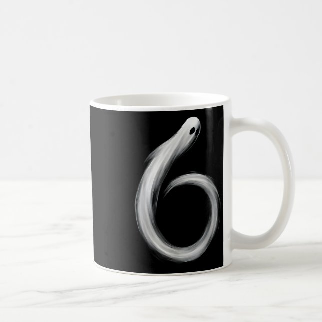 Number 6 Ghost Funny Six Seven 67 Halloween Meme  Coffee Mug (Right)