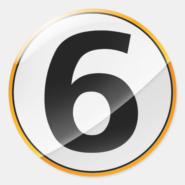 Number 6 gold sticker (Front)