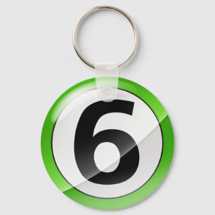 Number 6 green Key Chain