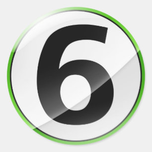 Number 6 green sticker