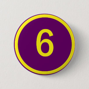 number 6 in a circle 2 inch round button