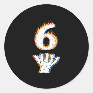 Number 6 Matching 67 Flame Men Women Kids  Classic Round Sticker