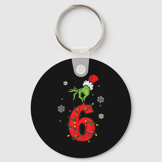 Number 6 Matching 67 Meme 6 7 Christmas Boys Youth Keychain (Front)