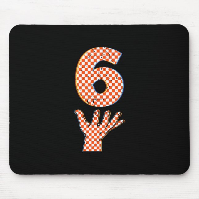 Number 6 Matching 67 Meme Checkered Halloween Cost Mouse Pad (Front)