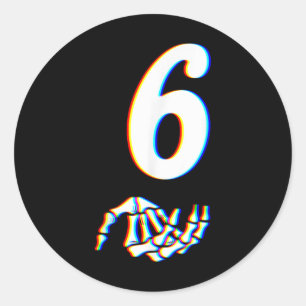 Number 6 Matching 67 Meme Skeleton Hand Halloween  Classic Round Sticker