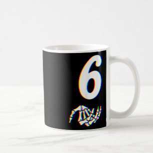 Number 6 Matching 67 Meme Skeleton Hand Halloween  Coffee Mug