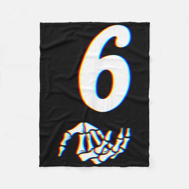 Number 6 Matching 67 Meme Skeleton Hand Halloween  Fleece Blanket (Front)