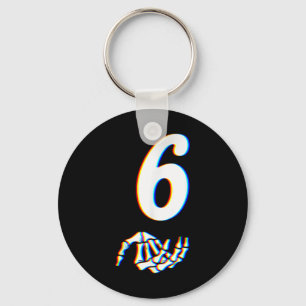 Number 6 Matching 67 Meme Skeleton Hand Halloween  Keychain