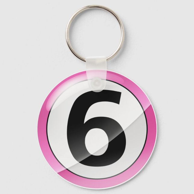 Number 6 pink Key Chain (Front)