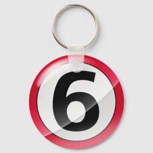 Number 6 red Key Chain