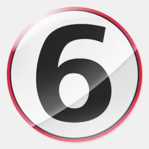 Number 6 red sticker