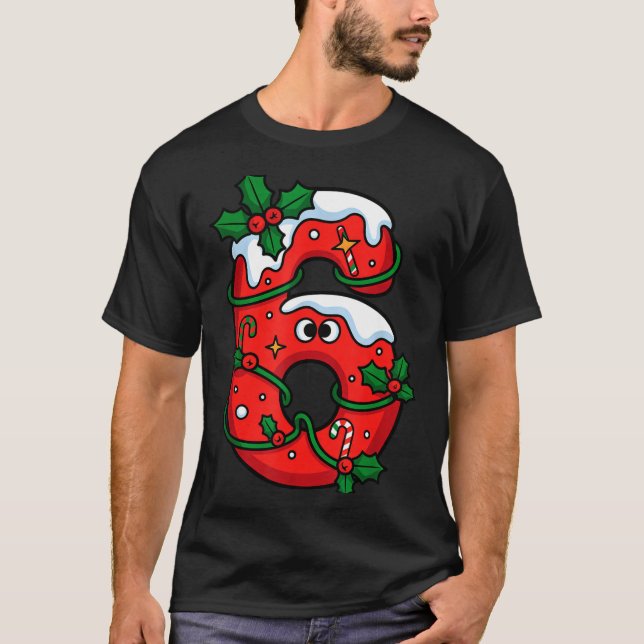 Number 6 Santa Costume Meme Christmas Matching Cou T-Shirt (Front)