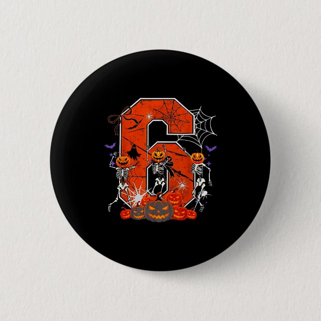 Number 6 Six Seven Meme 6 7 Halloween Dancing Skel 2 Inch Round Button (Front)