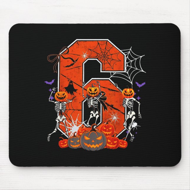Number 6 Six Seven Meme 6 7 Halloween Dancing Skel Mouse Pad (Front)