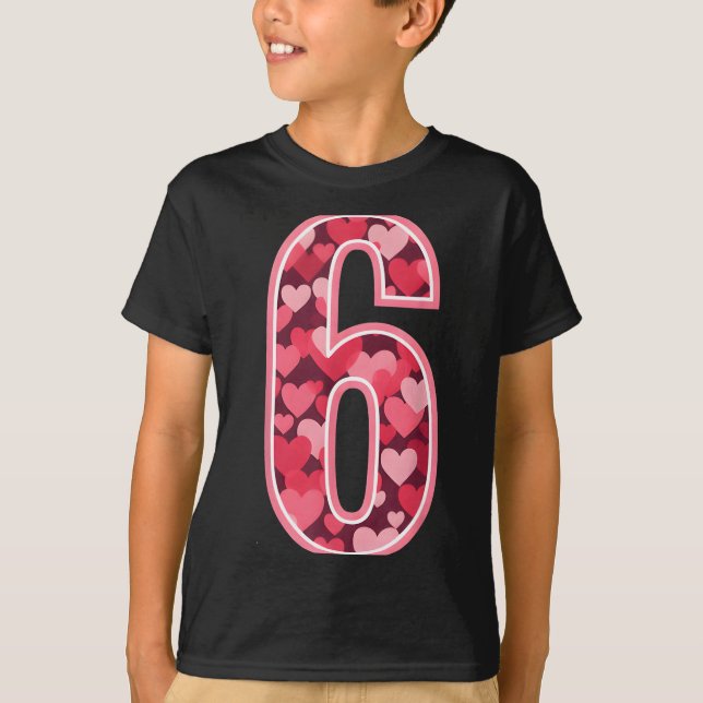 Number 6 Tee Six Seven 6 7 67 Valentines Matching  (Front)