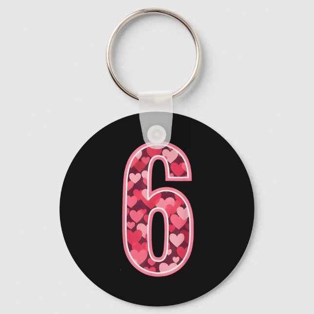 Number 6 Tee Six Seven 6 7 67 Valentines Matching  Keychain (Front)