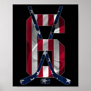 Number 6 Years Ice Hockey 6th Birthday Poster
