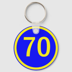 number, 70, in a circle keychain
