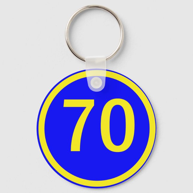number, 70, in a circle keychain (Front)