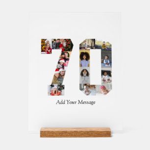 Number 70 Photo Collage Acrylic Sign