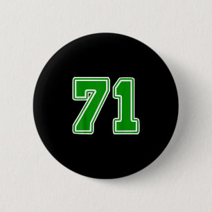 Number 71 green sports team 2 inch round button