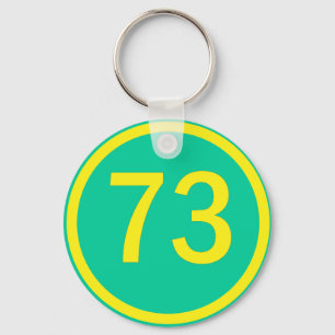 number, 73,  in a circle keychain