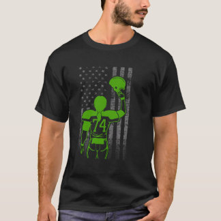 Number 74 Green Female Football Player Flag With H T-Shirt